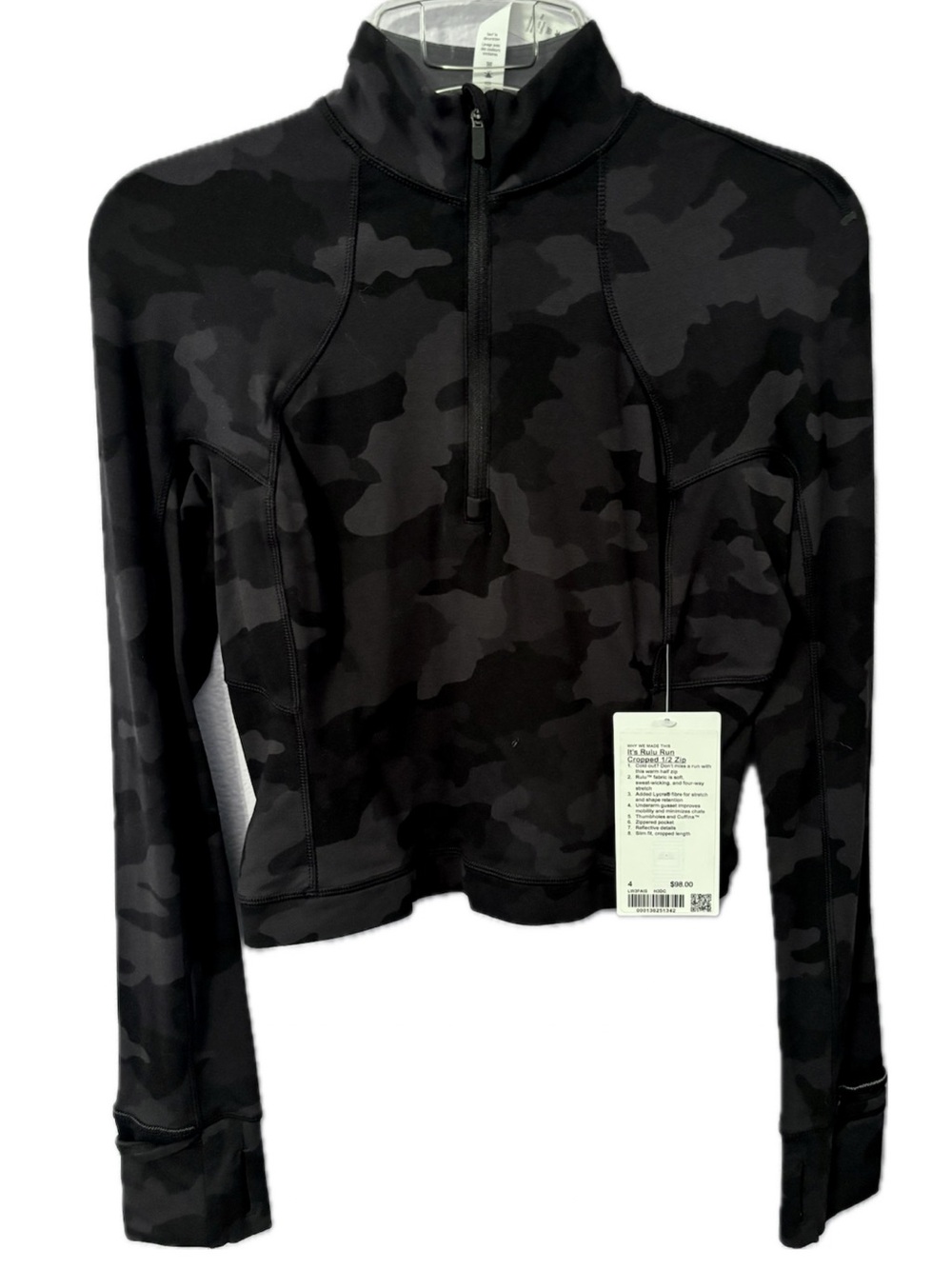 NWT Lululemon IT’S RULU RUN CROPPED 1/2 Zip camouflage gray sweatshirt